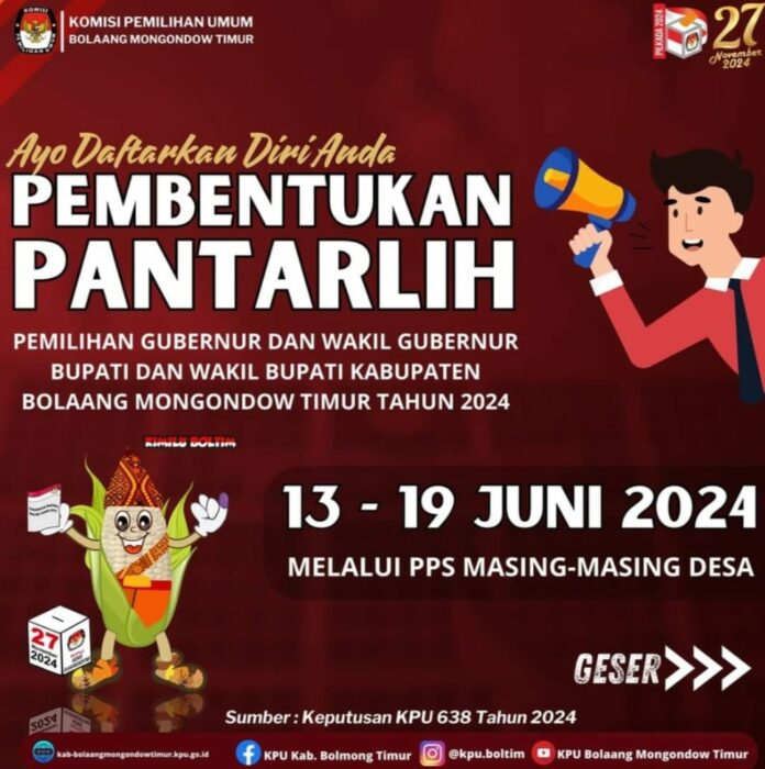 KPU Boltim Buka Rekrutmen Petugas Pantarlih untuk Pilkada Serentak 2024